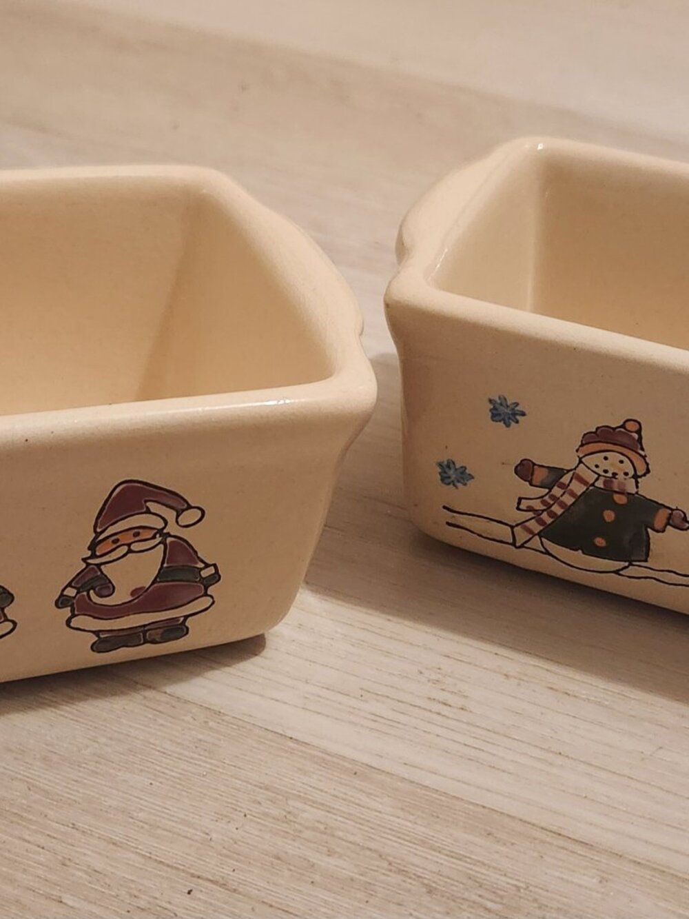 Vintage Christmas Mini Loaf Pan Set (Santa & Snowman Stoneware)